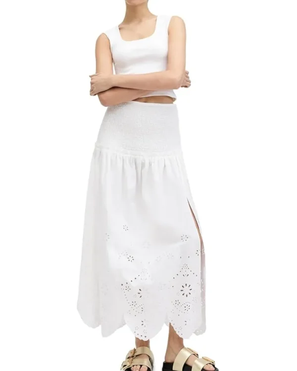 AllSaints Skirts<Alex Emb Skirt Off White