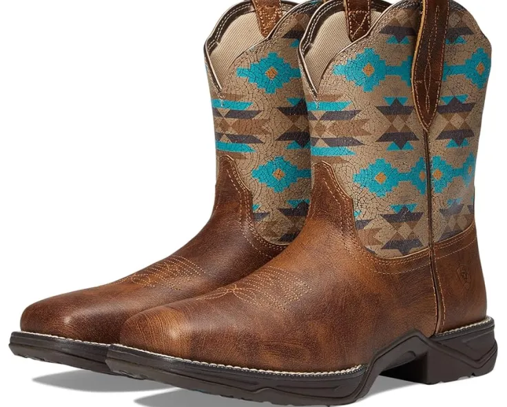 anthem_shortie_savanna_we_0.webp Ariat Cowboy Boots<Anthem Shortie Savanna Western Boot Dry Taupe/Turquoise Aztec