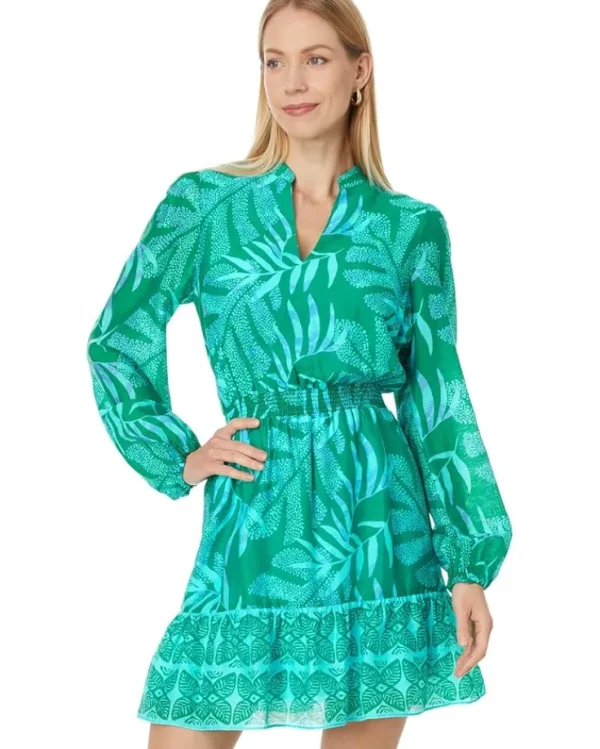 Lilly Pulitzer Dresses<Axton Dress Fiddle Leaf Green Its A Jungle Out There Engineered Woven Dress