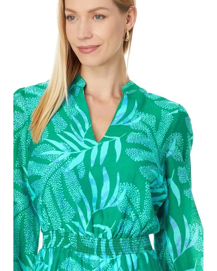 axton_dress_2.webp Lilly Pulitzer Dresses<Axton Dress Fiddle Leaf Green Its A Jungle Out There Engineered Woven Dress