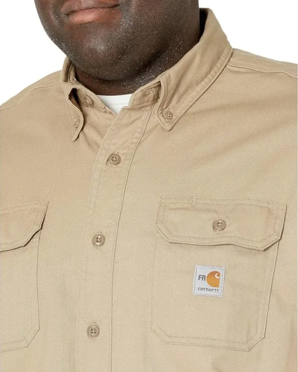 Carhartt Work & Duty Apparel | Big & Tall<Big & Tall Flame-Resistant Classic Twill Shirt Khaki