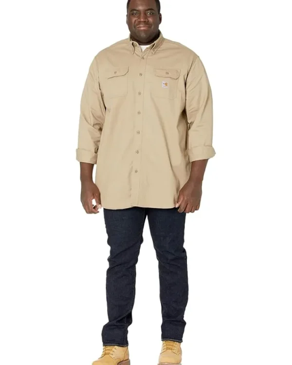 Carhartt Work & Duty Apparel | Big & Tall<Big & Tall Flame-Resistant Classic Twill Shirt Khaki