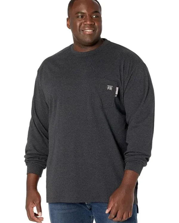 Wolverine Work & Duty Apparel | Big & Tall<Big & Tall FR (Flame Resistant) Long Sleeve Tee Navy