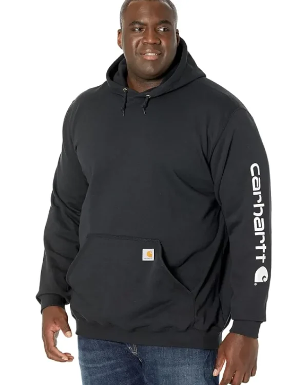 Carhartt Big & Tall | Hoodies & Sweatshirts<Big & Tall Midweight Signature Sleeve Logo Hooded Sweatshirt Black