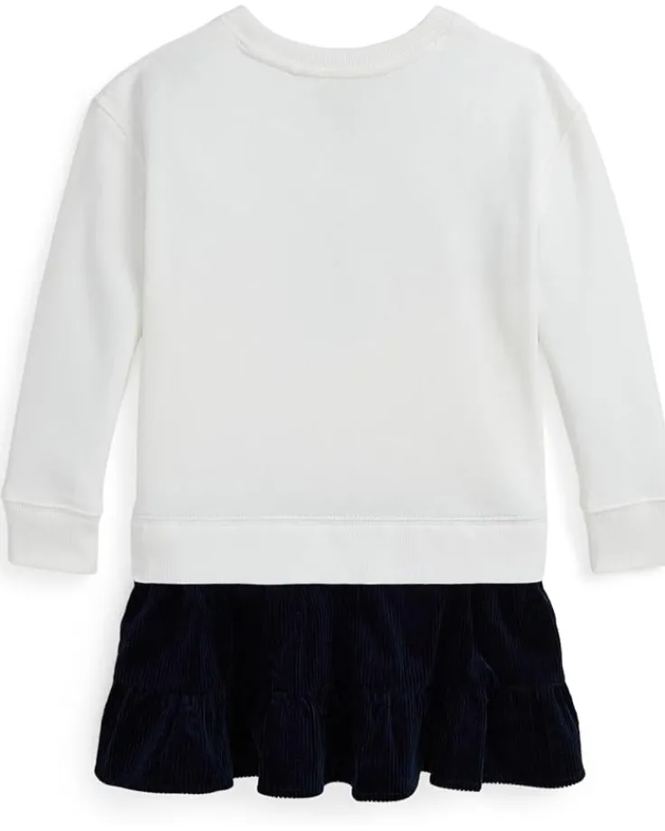 big_pony_corduroyskirt_fl_1.webp Polo Ralph Lauren Kids Dresses<Big Pony Corduroy-Skirt Fleece Dress (Big Kid) Deckwash White w/Navy