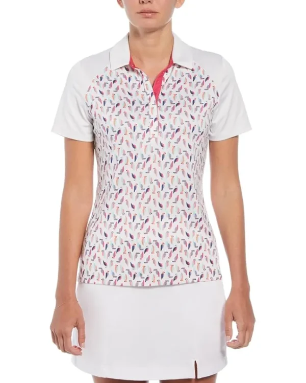 Callaway Activewear<Birdie / Eagle Printed Short Sleeve Polo Brilliant White