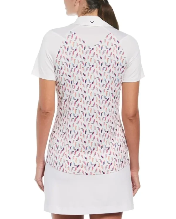 Callaway Activewear<Birdie / Eagle Printed Short Sleeve Polo Brilliant White