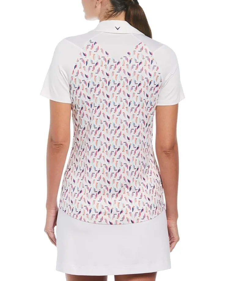 birdie__eagle_printed_sho_1.webp Callaway Activewear<Birdie / Eagle Printed Short Sleeve Polo Brilliant White