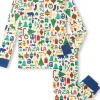Hatley Kids Pajamas | Pajamas<Blue Falala Cotton Pajama Set (Toddler/Little Kid/Big Kid) Natural