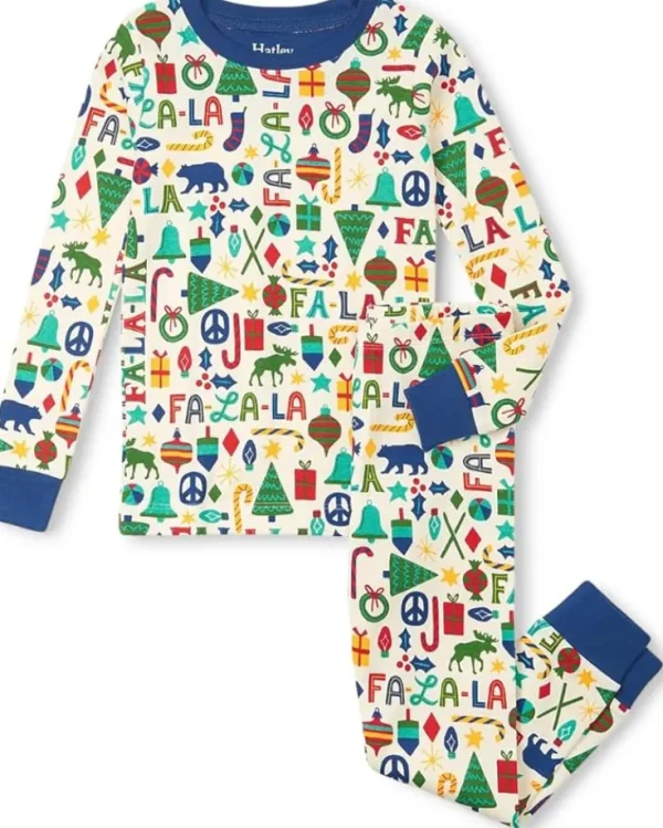 Hatley Kids Pajamas | Pajamas<Blue Falala Cotton Pajama Set (Toddler/Little Kid/Big Kid) Natural