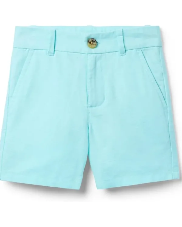 Janie and Jack Shorts<Boys Linen Flat Front Short (Toddler/Little Kid/Big Kid) Blue