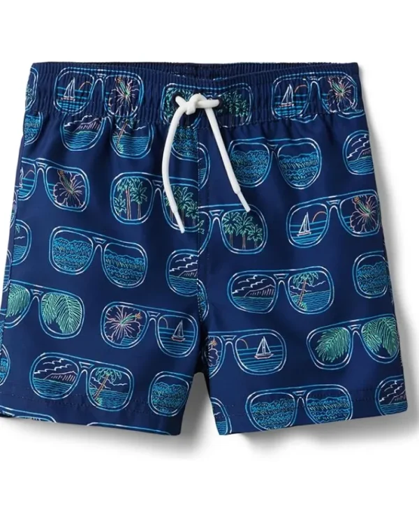 Janie and Jack Shorts<Boys Sunglasses Print Swim Short (Toddler/Little Kid/Big Kid) Multicolor