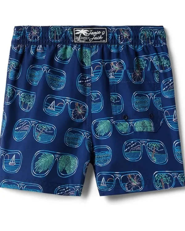 Janie and Jack Shorts<Boys Sunglasses Print Swim Short (Toddler/Little Kid/Big Kid) Multicolor