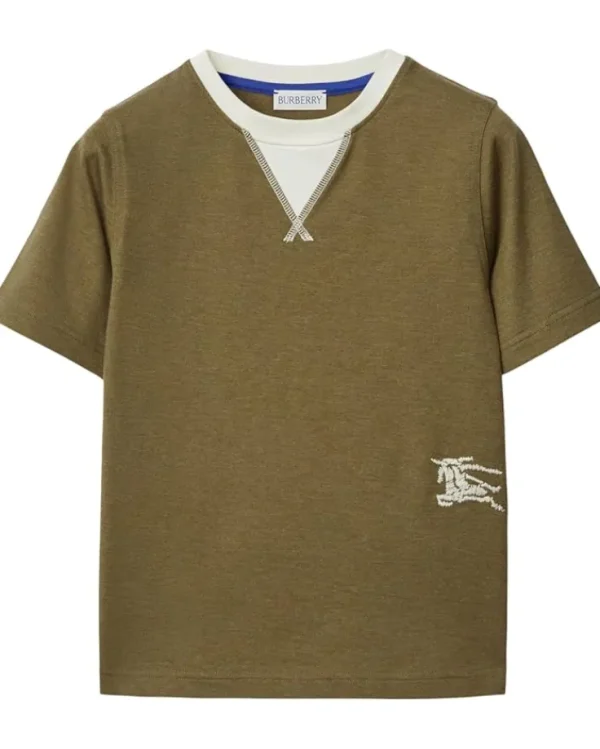 Burberry Kids Shirts & Tops<Cedar Check Box EKD T-Shirt (Toddler/Little Kid/Big Kid) Dark Khaki Green Melange