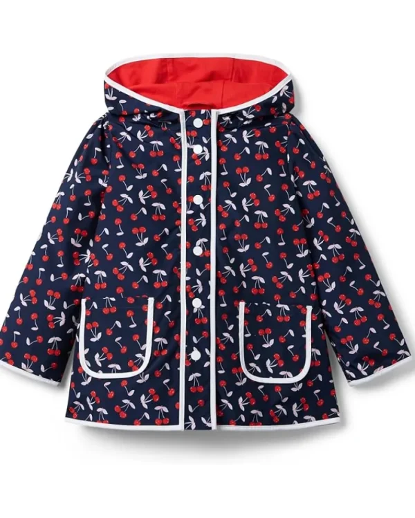 Janie and Jack Coats & Jackets<Cherry Print Raincoat (Toddler/Little Kid/Big Kid) Blue