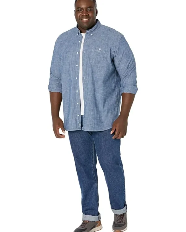 L.L.Bean Big & Tall<Comfort Stretch Chambray Shirt Long Sleeve Traditional Fit - Tall Indigo