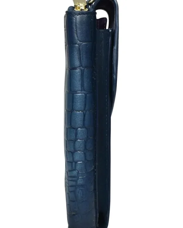 Anuschka Wallets<1173 Crossbody Phone Case Croc Embossed Sapphire