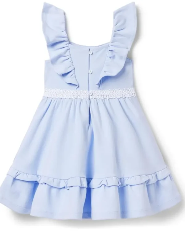 Janie and Jack Dresses<Daisy Trim Ponte Dress (Toddler/Little Kids/Big Kids) Blue