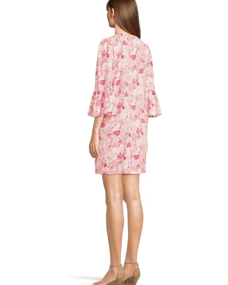 danika__sleeve_tunic_dres_2.webp Lilly Pulitzer Dresses<Danika 3/4 Sleeve Tunic Dress Raspberry Rouge Animal Magnetism