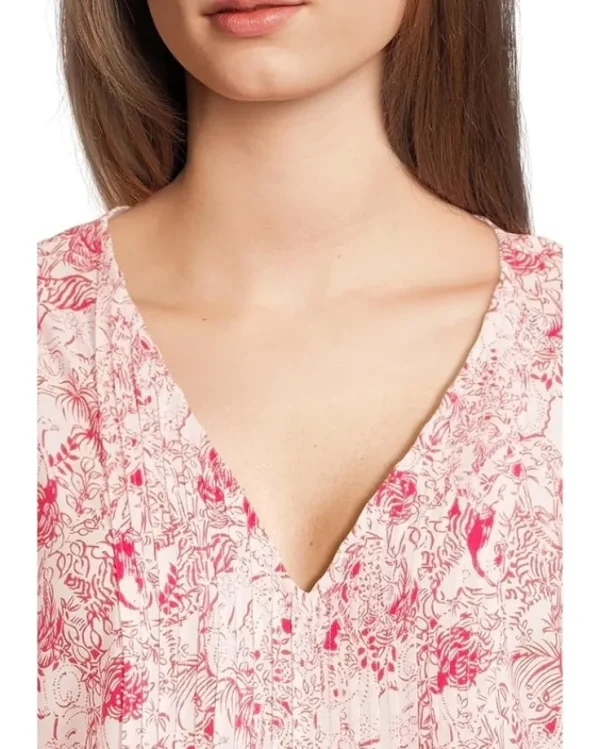 Lilly Pulitzer Dresses<Danika 3/4 Sleeve Tunic Dress Raspberry Rouge Animal Magnetism