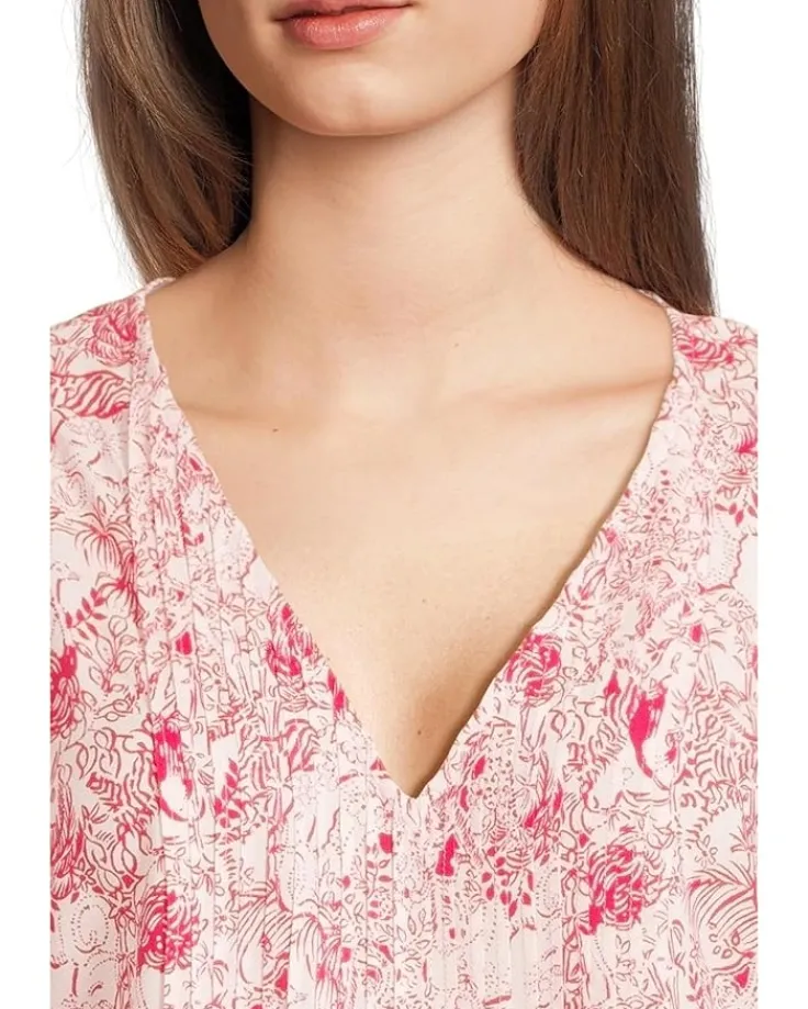 danika__sleeve_tunic_dres_3.webp Lilly Pulitzer Dresses<Danika 3/4 Sleeve Tunic Dress Raspberry Rouge Animal Magnetism