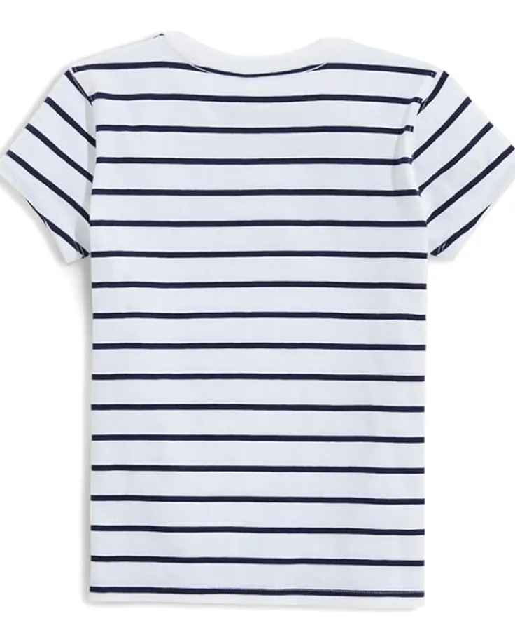 girlsx_striped_whale_shor_1.webp Vineyard Vines Kids Shirts & Tops<Girls' Striped Whale Short Sleeves (Little Kid) White Cap/Nautical Navy