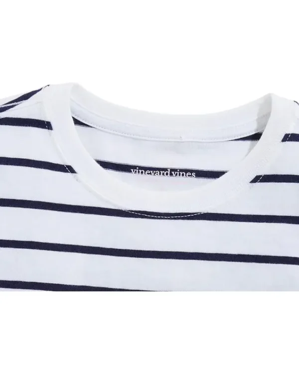 Vineyard Vines Kids Shirts & Tops<Girls' Striped Whale Short Sleeves (Little Kid) White Cap/Nautical Navy