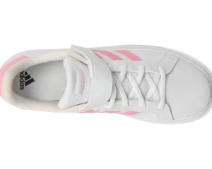 adidas Kids Adaptive<Grand Court 2.0 Elastic (Little Kid/Big Kid) White/Bliss Pink/Clear Pink