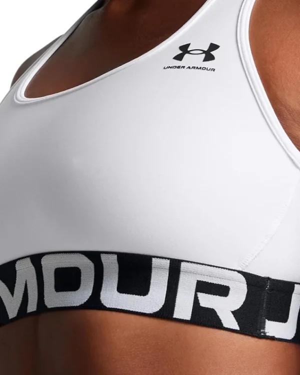 Under Armour Activewear<HeatGear Authentics Mid Impact Branded Sports Bra Black/White