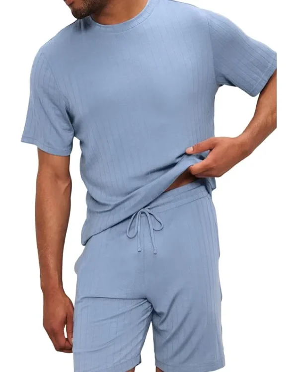 Eberjey Sleepwear<Henry Rib Short Pj Set Wedgewood