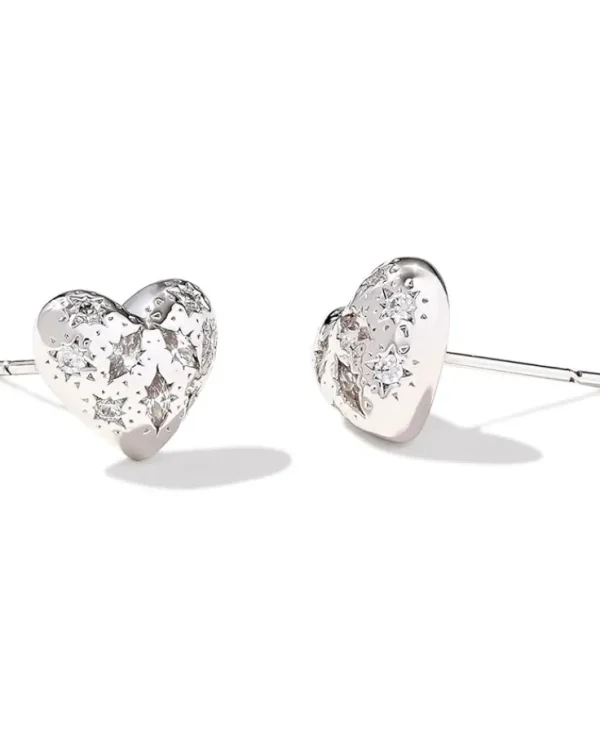 Kendra Scott Jewelry<Holland Heart Stud Earrings Gold White Crystal