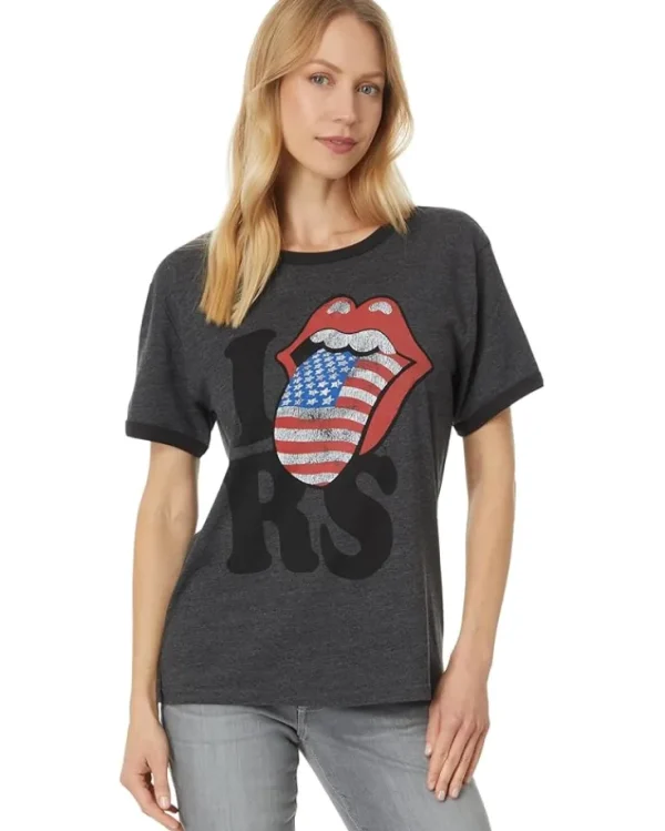 Lucky Brand Shirts & Tops<I Love Rolling Stones Boyfriend Ringer Charcoal Heather