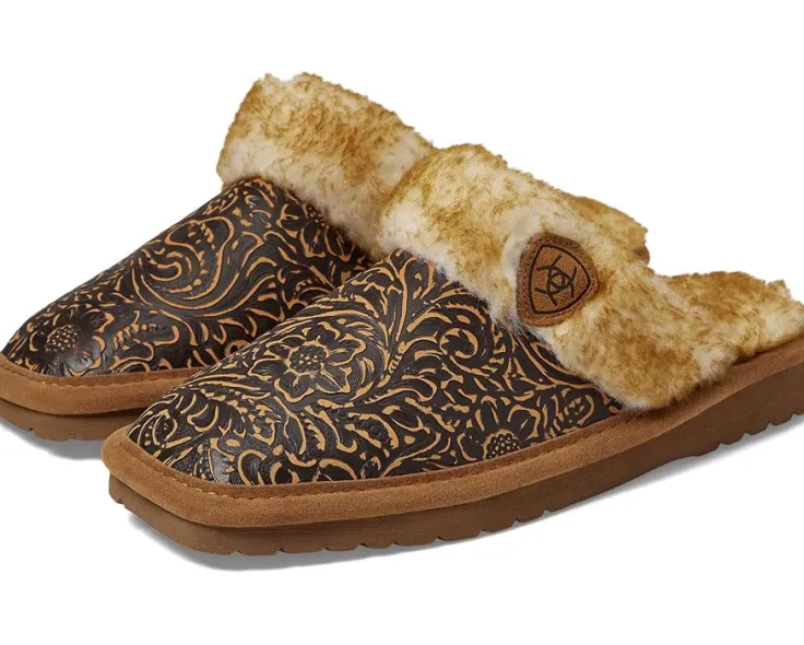 jackie_exoticembossed_too_0.webp Ariat Slippers<Jackie Exotic-Embossed Tooling Brown