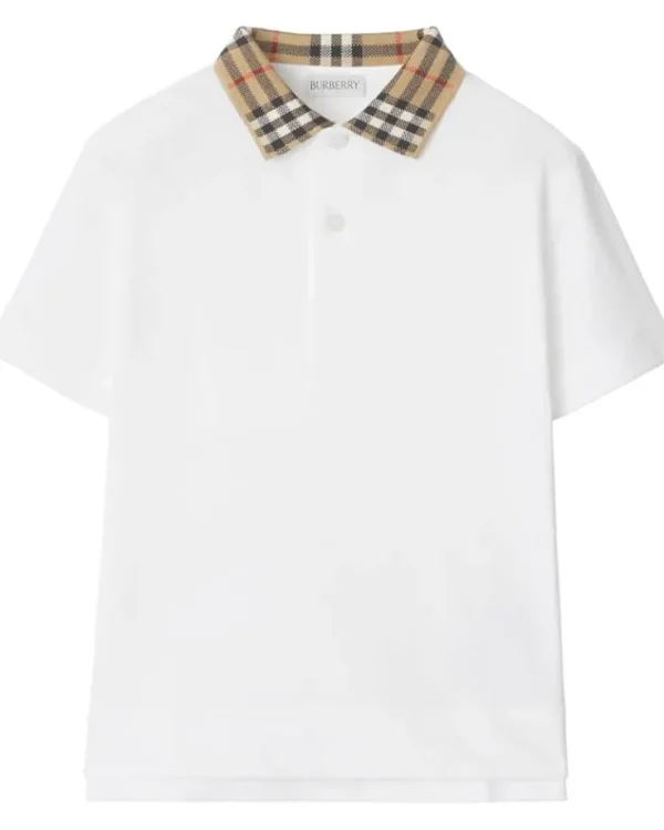 Burberry Kids Shirts & Tops<Johane Check Collar Polo Shirt (Toddler/Little Kid/Big Kid) Black