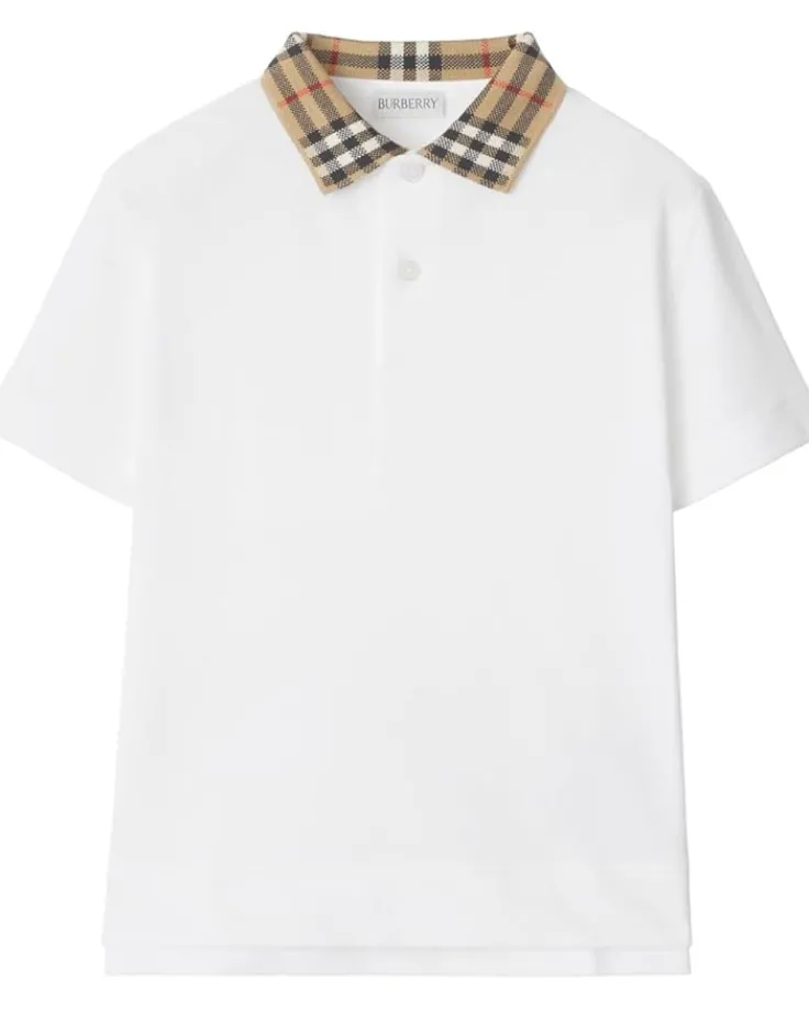 johane_check_collar_polo__0.webp Burberry Kids Shirts & Tops<Johane Check Collar Polo Shirt (Toddler/Little Kid/Big Kid) Black