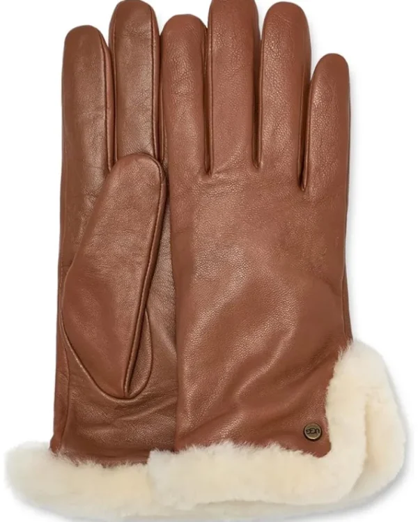 UGG Gloves<Leather Sheepskin Vent Gloves with Conductive Tech Palm Black