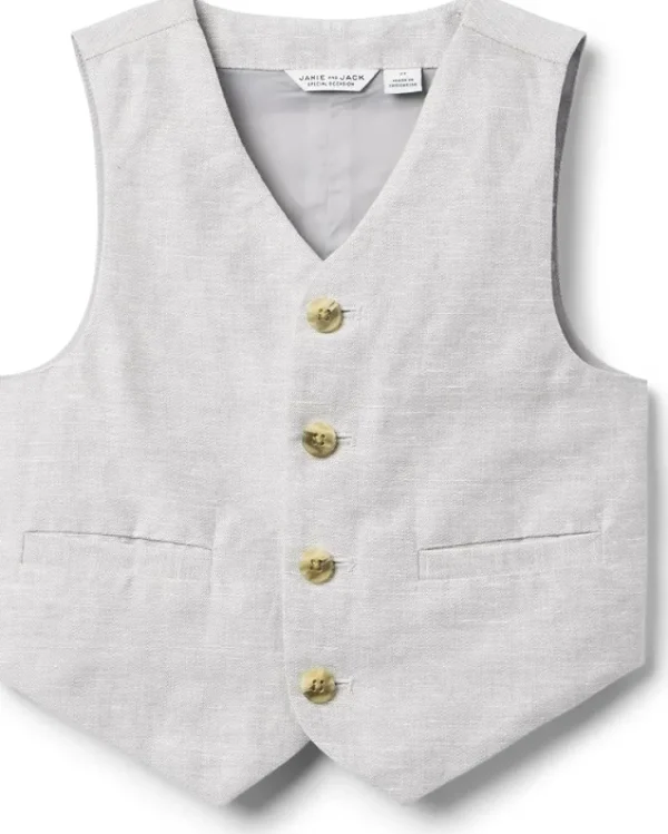 Janie and Jack Coats & Jackets<Linen Dress Up Vest (Toddler/Little Kids/Big Kids) Grey