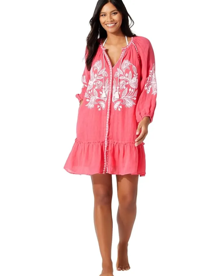 linen_gauze_tunic_dress_0.webp Tommy Bahama Swimwear & Cover Ups<Linen Gauze Tunic Dress Coral Coast