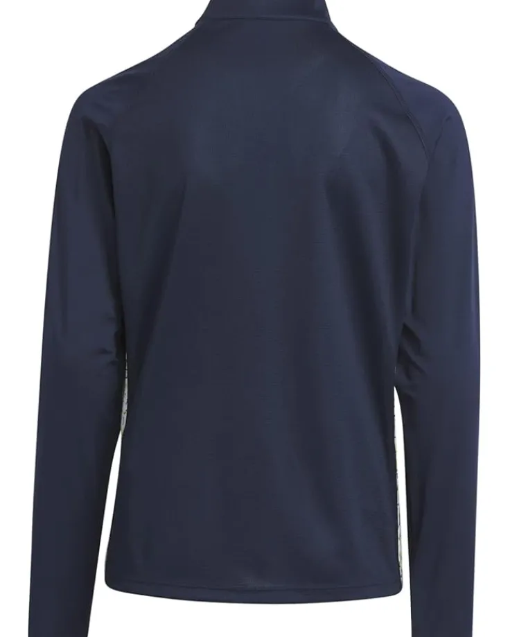 long_sleeve_mock_neck_pol_1.webp adidas Golf Kids Shirts & Tops<Long Sleeve Mock Neck Polo Shirt (Little Kids/Big Kids) Collegiate Navy