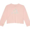 adidas Kids Shirts & Tops<Long Sleeve Waist Crew Tee (Toddler/Little Kid) Pink w Multi