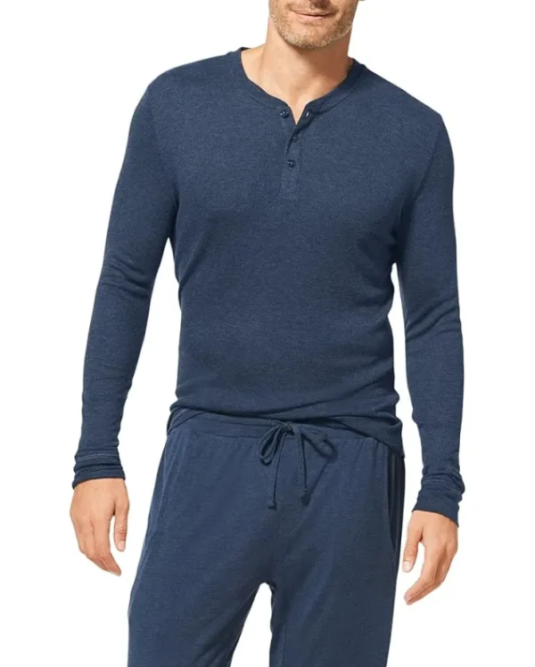 Tommy John Sleepwear<Lounge Long Sleeve Henley Charcoal Heather