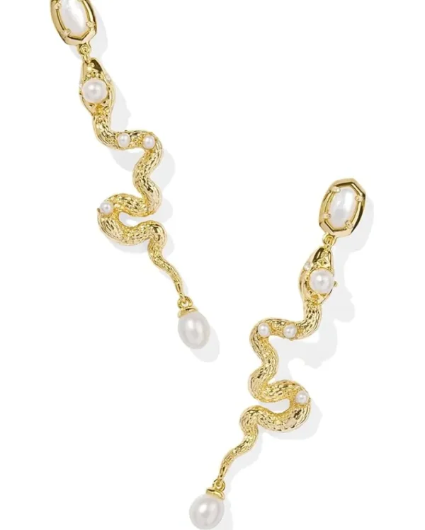 Kendra Scott Jewelry<Lyle Snake Linear Earrings Gold Ivory Mother Of Pearl