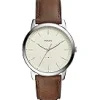 Fossil Watches<Minimalist Three-Hand Watch FS5439 Silver Brown Leather