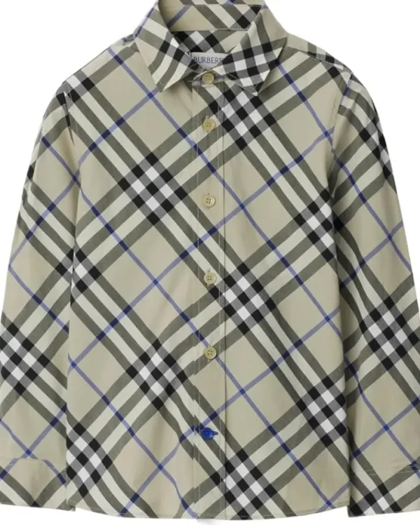 Burberry Kids Shirts & Tops<Owen Check Long Sleeve Button Down Shirt (Little Kid/Big Kid) Lichen IP Check