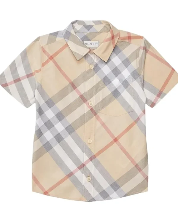 Burberry Kids Shirts & Tops<Owen Check Short Sleeve Button Down Shirt (Infant/Toddler) Lichen IP Check