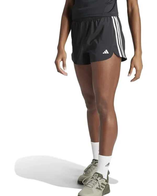 adidas Shorts<Pacer Training 3-Stripes Woven High-Rise Shorts Black/White