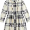 Polo Ralph Lauren Kids Dresses<Plaid Cotton Twill Shirtdress (Toddler/Little Kid) 148 Cream/Navy