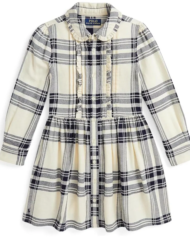 plaid_cotton_twill_shirtd_0.webp Polo Ralph Lauren Kids Dresses<Plaid Cotton Twill Shirtdress (Toddler/Little Kid) 148 Cream/Navy