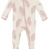 Kickee Pants Kids Pajamas<Print Footie with Zipper (Infant) Natural Feathers