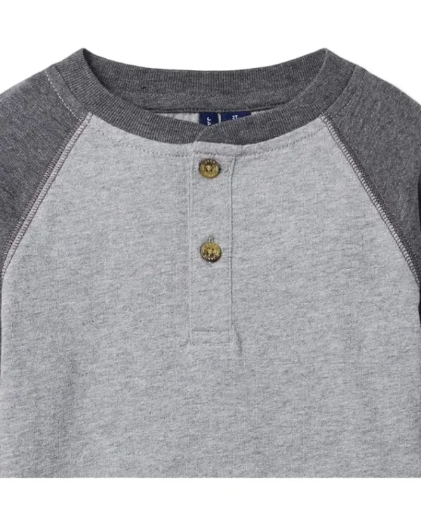 Janie and Jack Shirts & Tops<Raglan Henley (Toddler/Little Kid/Big Kid) Grey